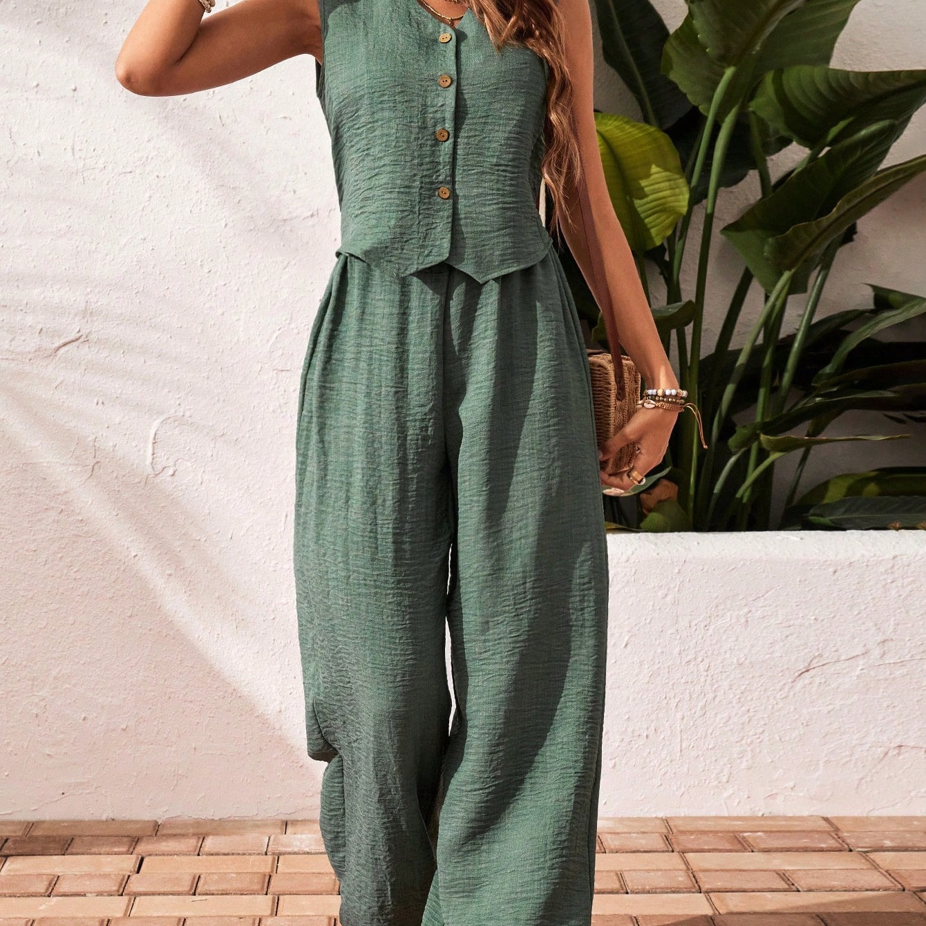 All-Day Comfort Casual Blouse and Pants Set