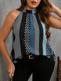 Casual Chic Polka Dot Cold Shoulder Halter Blouse